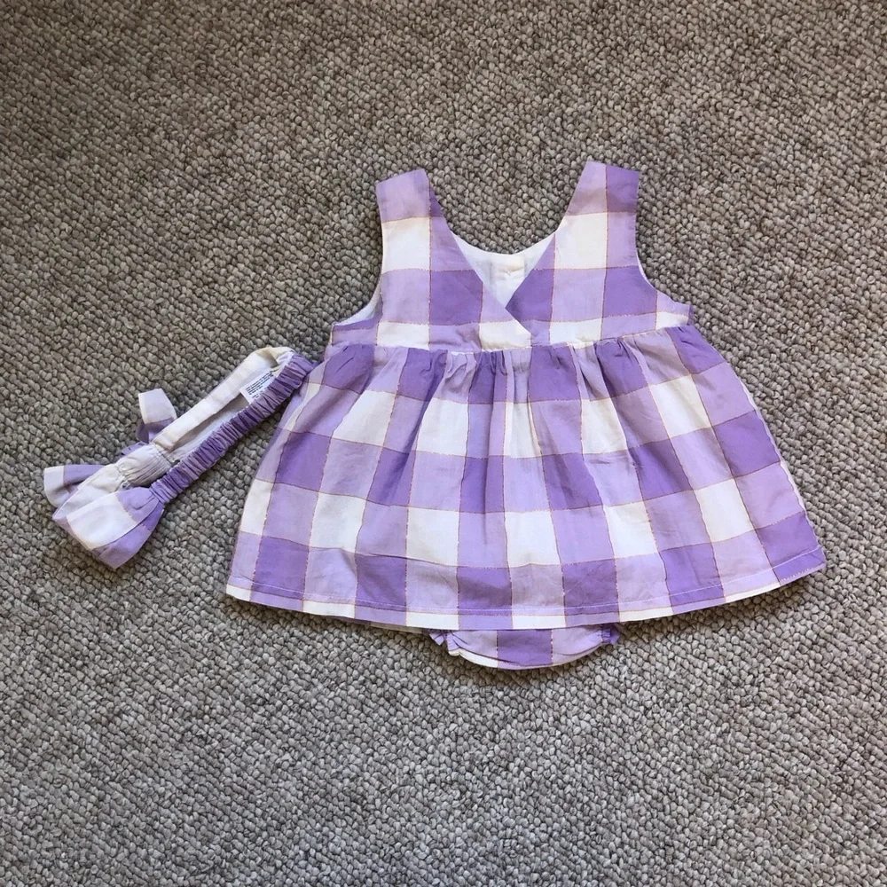 NWT Baby Gap Shiny Gingham 3-Piece Outfit Set- Top, Bloomers, Headband